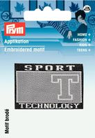 Applikation Label Sport schwarz/grau