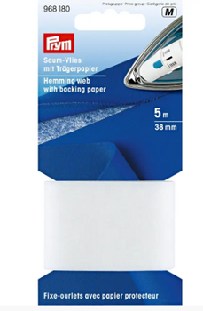 Prym Saumvlies mit Trägerpapier zum Einbügeln 38 mm weiß