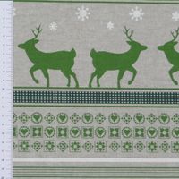 Dekostoff Rentiere Streifen grün Weihnachten
