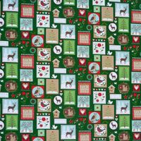 Dekostoff Tiere Patchwork Weihnachten grün