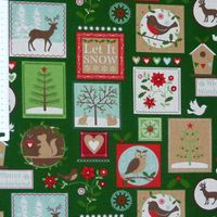 Dekostoff Tiere Patchwork Weihnachten grün