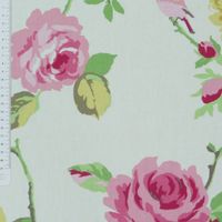 Clarke & Clarke Rose Rosen groß creme Baumwollstoff Dekostoff