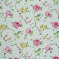 Clarke & Clarke Rose Rosen groß creme Baumwollstoff Dekostoff