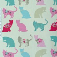 Clarke & Clarke Baumwollstoff Dekostoff Stoff Felix Katze creme