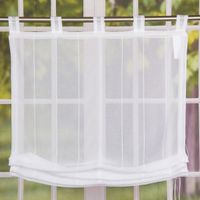 Raffrollo Rollo Schlaufen weiß transparent mit Streifen 140x140cm