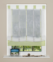 Raffrollo Rollo Schlaufen weiß transparent mit grünen Streifen 80x140cm