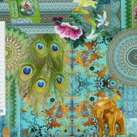 22286-Baumwollstoff-Stoff-Dekostoff-Digitaldruck-Fanta_4.jpg Baumwollstoff Fantasie orientalisch türkis Dekostoff Digitaldruck