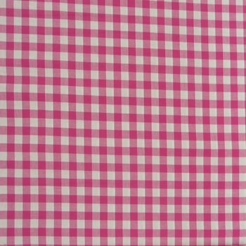 Baumwollstoff kariert weiß pink 16mm