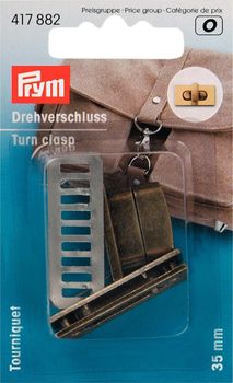 Prym Drehverschluss für Taschen altmessing 3.5x1.4cm