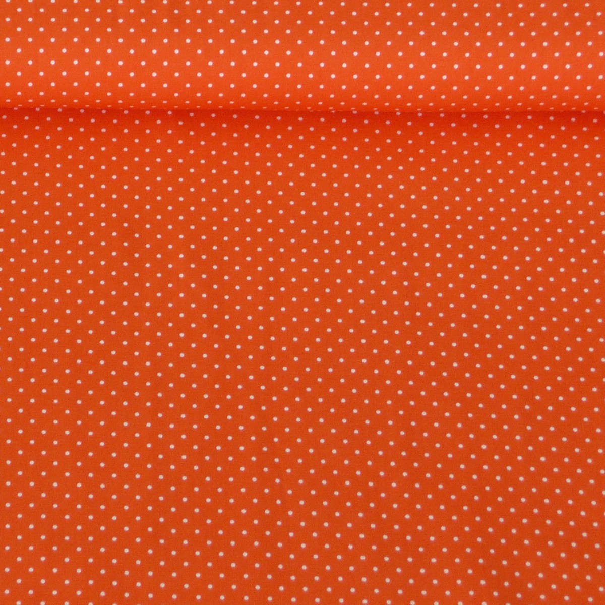 Baumwollstoff Punkte klein Ø 1mm orange weiß