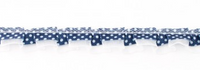 Satinband mit Organza und Punkten dunkelblau 1.9cm
