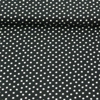 Jersey Stoff Sterne schwarz weiß