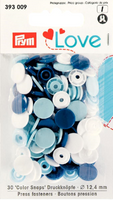 Prym Color Snaps Druckknöpfe Ø12.4mm hellblau dunkelblau weiß je 10 Stück