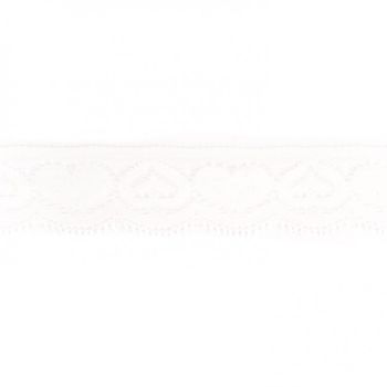 Spitze Elastisch weiß Herzen Meterware Breite: 3,5cm