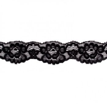 Spitze Elastisch schwarz Meterware Breite: 3,2cm