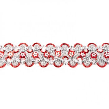 Glitzer Pailletten Band breit rot Breite: 2,5cm