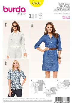 Burda Schnittmuster 6760 Kleid. Jacke