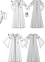 Burda Schnittmuster 7468 Kleid Haube Mittelalter