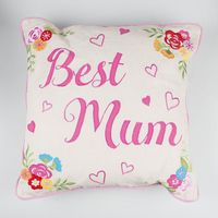Kissen BEST MUM natur rosa Rosen 40x40cm