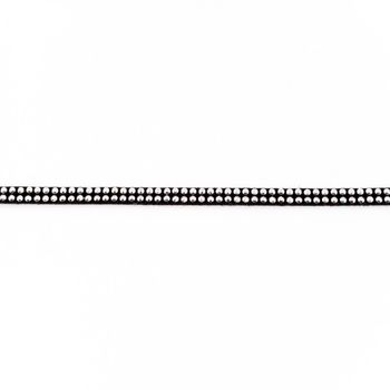 Wildleder Imitat Band schwarz mit silber farbigen Glitzer Steinen Meterware Breite: 0,5cm