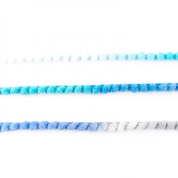Bommelborte PomPom Borte Zierband mini Farbverlauf grau blau grün weiß Breite: 0,4cm