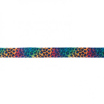Gummi Schrägband gemustert Leopard bunt Breite: 2cm
