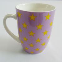 Mea Living Kaffee Tasse Becher lila mit Sterne gelb