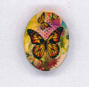 Holzknopf Maschinen waschbar 2.3x3cm Schmetterling bunt