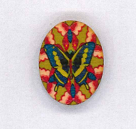 Holzknopf Maschinen waschbar 2.3x3cm Schmetterling blau