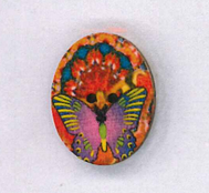 Holzknopf Maschinen waschbar 2.3x3cm Schmetterling lila orange