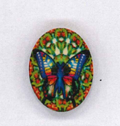 Holzknopf 2.3x3cm Schmetterling grün blau rot