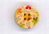 Holzknopf Maschinen waschbar rund 20mm kleine Blumen orange grün