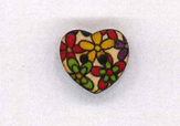 Holzknopf Maschinen waschbar Herz 1.5x1.5cm Boterbloem Blumen