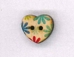 Holzknopf Maschinen waschbar Herz 1.5x1.5cm weiß Blumen