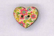 Holzknopf Maschinen waschbar Herz 2x2cm Blumen pink blau grün