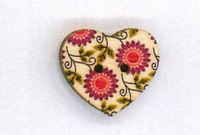 Holzknopf Maschinen waschbar Herz 2.5x2.5cm Blumen Sonnenblumen pink
