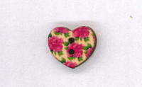 Holzknopf Maschinen waschbar Herz 1.8x1.8cm Rosen pink
