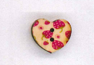 Holzknopf Herz 1.8x1.8cm große Erdbeeren pink
