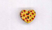 Holzknopf Maschinen waschbar Herz 1.8x1.8cm kleine Erdbeeren rot gelb