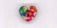 Holzknopf Herz 1.8x1.8cm Blume blau pink
