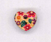 Holzknopf Maschinen waschbar Herz 1.8x1.8cm Gerbera bunt