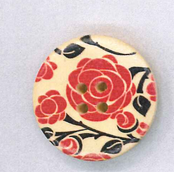 Holzknopf Maschinen waschbar rund 30mm Rosen groß rot schwarz