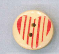 Holzknopf Maschinen waschbar rund 20mm Herz Streifen rot