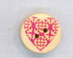 Holzknopf Maschinen waschbar rund 20mm Herz Ornament pink