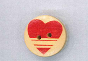 Holzknopf Maschinen waschbar rund 20mm Herz Querstreifen rot