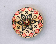 Holzknopf rund 25mm Mandala schwarz rot