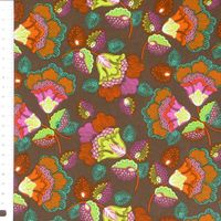 Baumwollsatin Spandex floral braun
