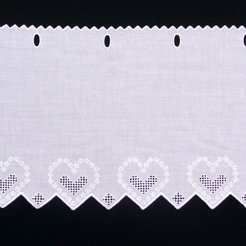 Scheibengardine Batist mit Stickerei weiß 27cm hoch