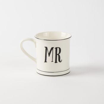 Tasse Porzellan weiß MRS oder MR 400ml
