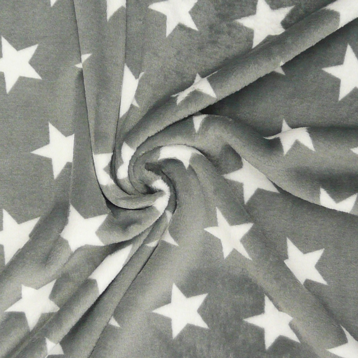 Wellness Nicki Fleece Stoff dunkelgrau weiß Sterne